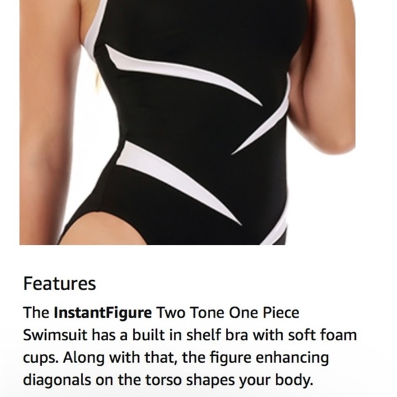 NWOT Instant Figure Women's Compression Two-Tone‎ One-Piece Swimsuit - Picture 6 of 15